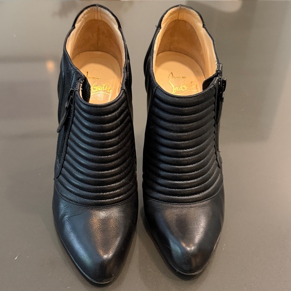 Christian Louboutin Shoes - Christian Louboutin Black Leather Stiletto Heel Ankle Boots Booties Women’s 38.5